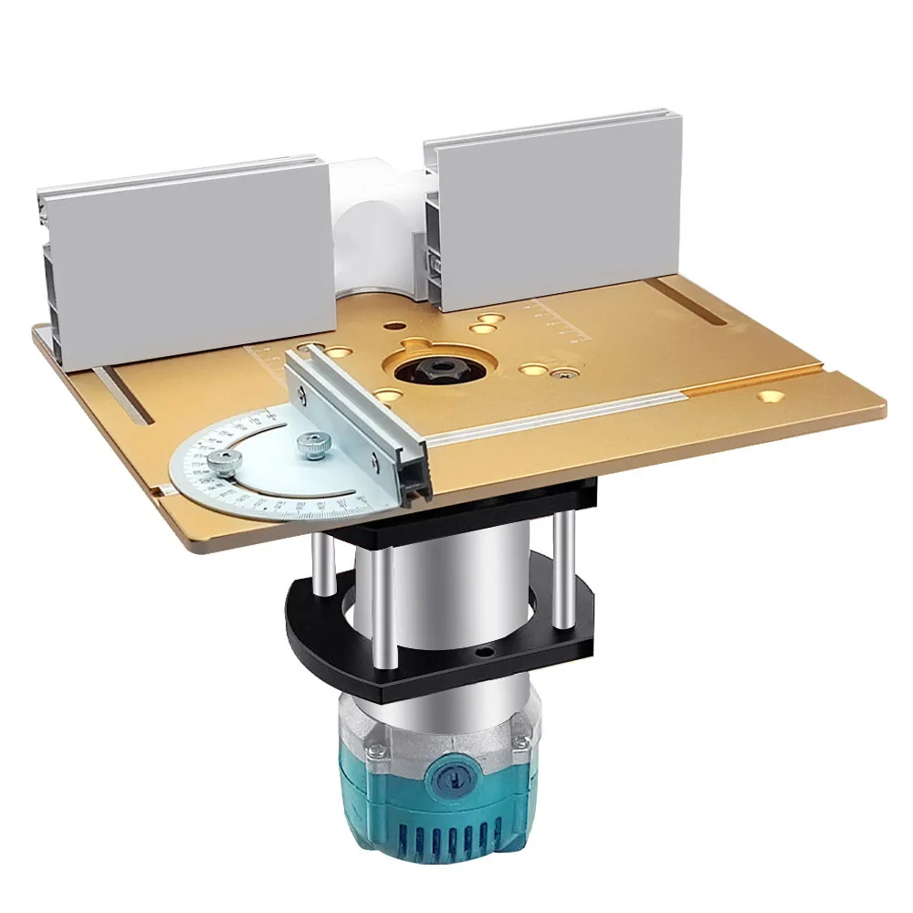 Woodworking Bench Router Plate Portable Workbench Woodworking Workbench Woodworking Lift Table Router Insert Plate Router Lift And Aluminum Router Plate Sliding Fence And Miter Gauge For Wood Trimming Machine Working Benches DIY Tool