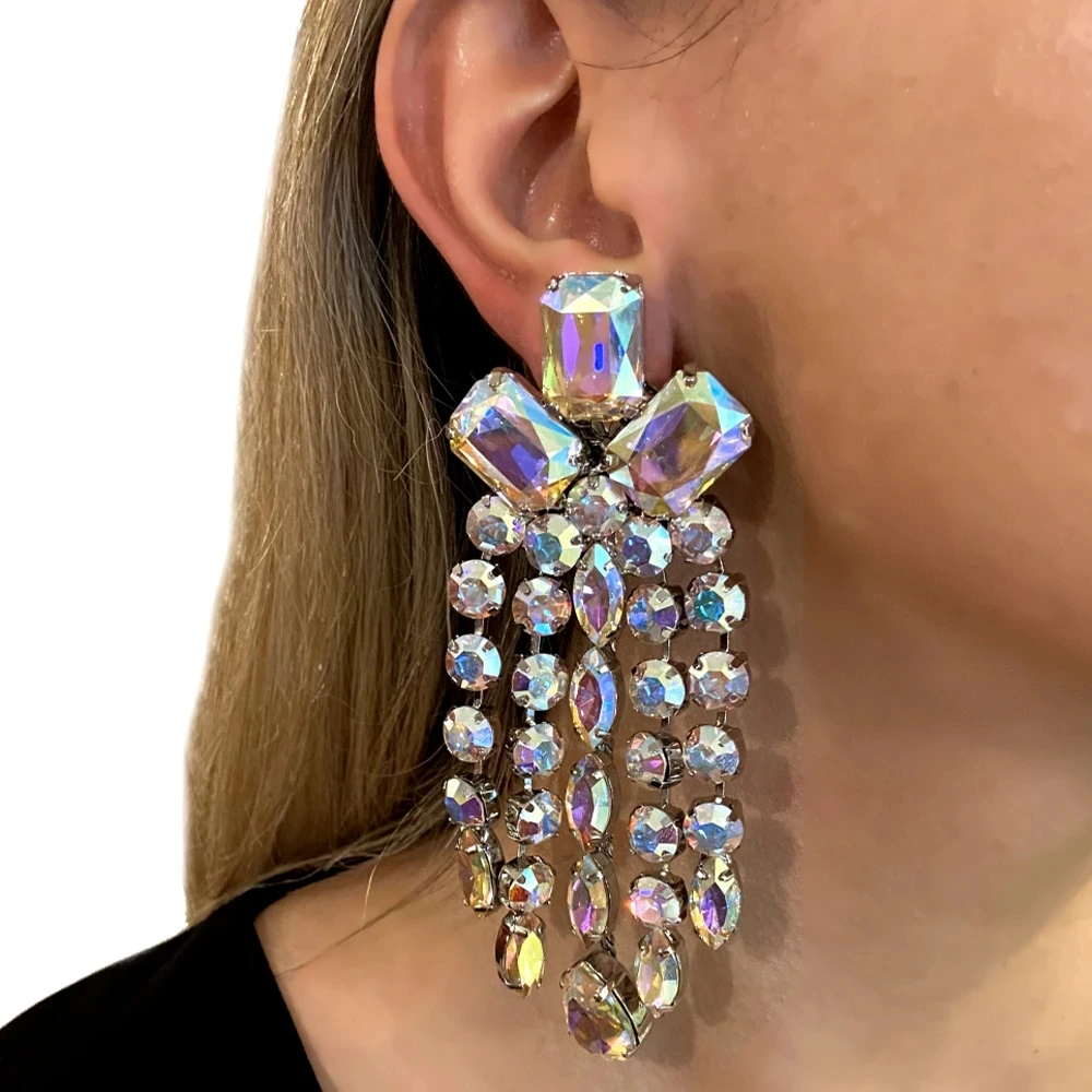 Pendientes De Borla Para Mujer Con Cristales – Estilo Boho, Pavo Real, Colgantes Largos En Cascada