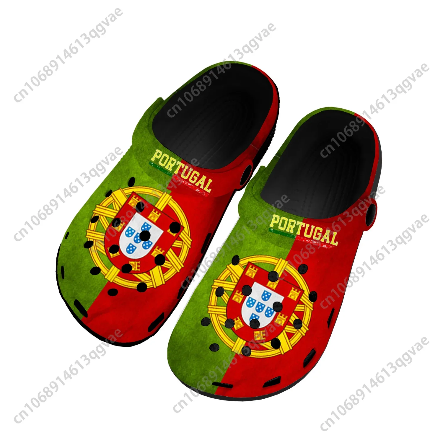 

Домашние сабо с португальским флагом, индивидуальная обувь для воды, мужская женская обувь для подростков, португальская обувь, дышащие пляжные тапочки с отверстиями