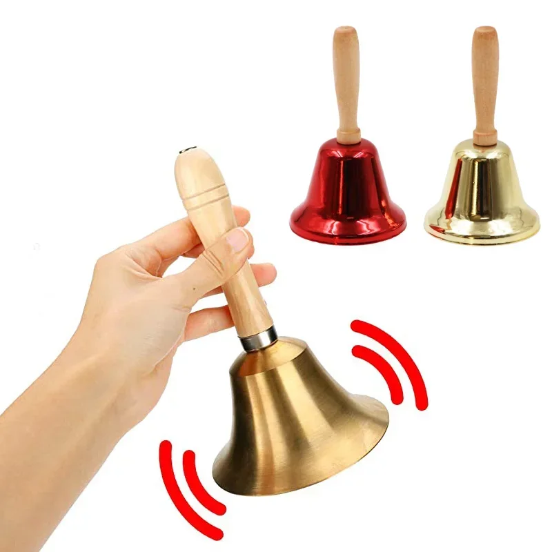 Jingle Bells Hand Bell Christmas Bell Creative Wooden Christmas Hand Bell Jingle Bells Crisp Tone Santa Claus Attraction Attention School Wedding Party Supplies