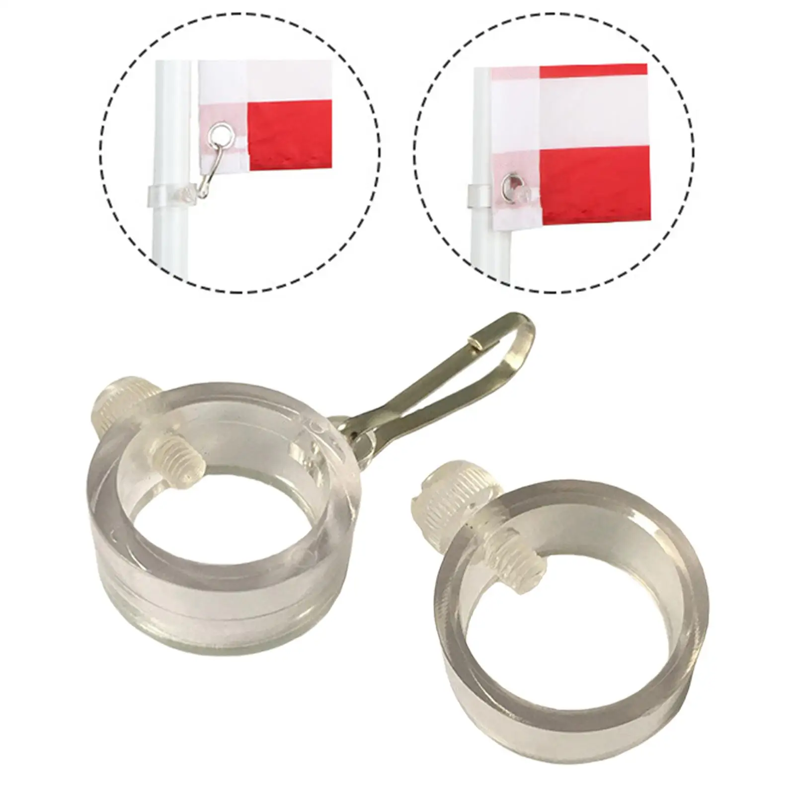 2Pcs Flagpole Rings Grommet Clip Attachments for 1'' Flag Poles Accessory