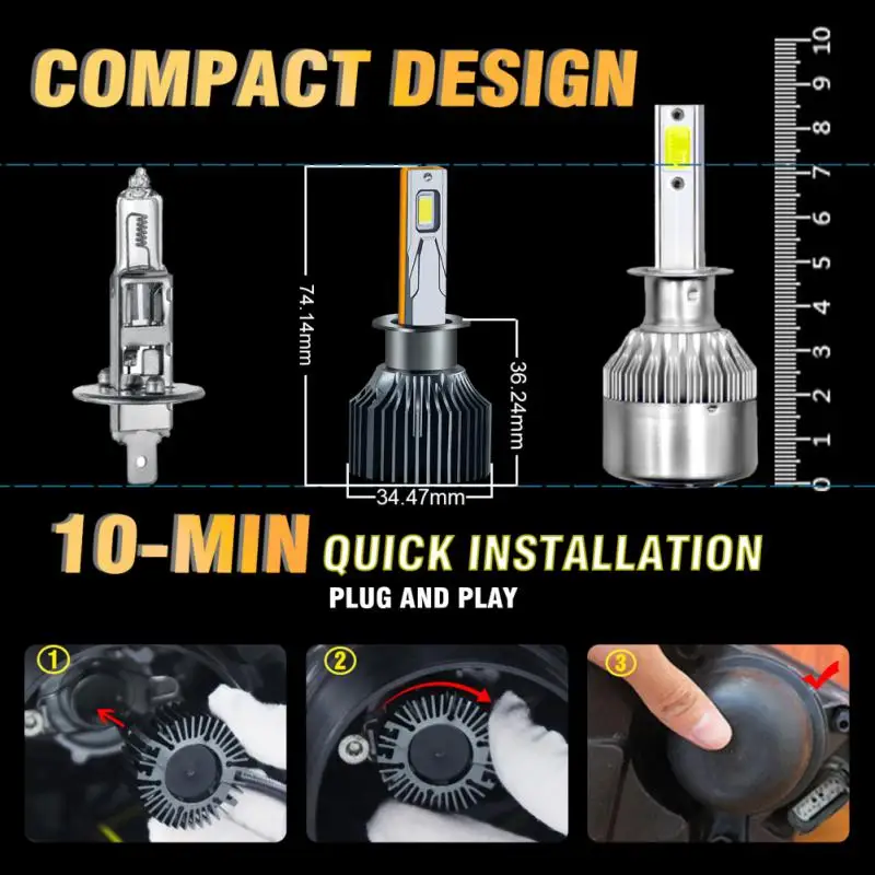 

K5C Plus H1 H7 светодиодный 9005 HB3 9006 HB4 H4 H11 Светодиодный лампы фар Canbus диодные Автомобильные фары 12 в 6000K 40000 люмен супер яркие