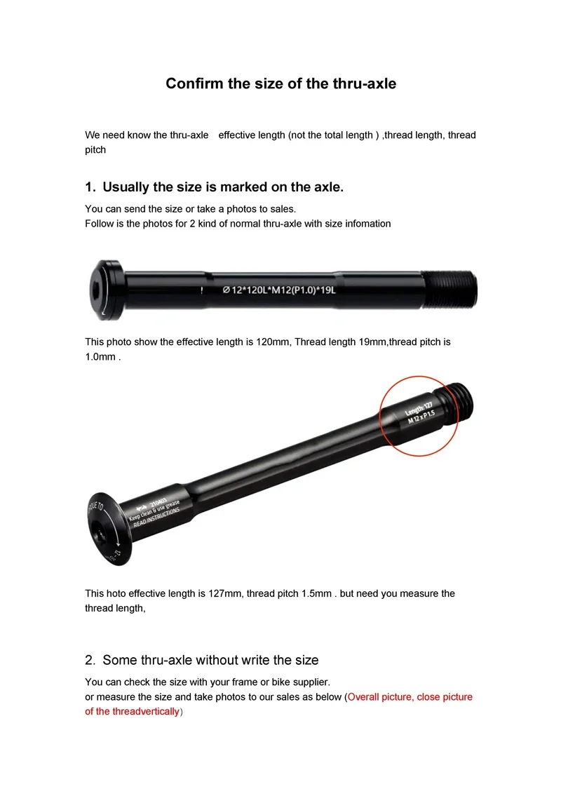 Quick Release Skewer Grease Thru Axle Threads Mountain Bike Thru