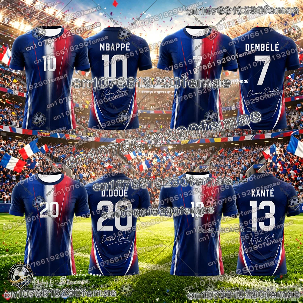 Neues 2026 Frankreich Spezial-Sammler-Gedenkfußballtrikot Hochwertiges Atmungsaktives Fußball-Trainingsshirt für Outdoor-Aktivitäten