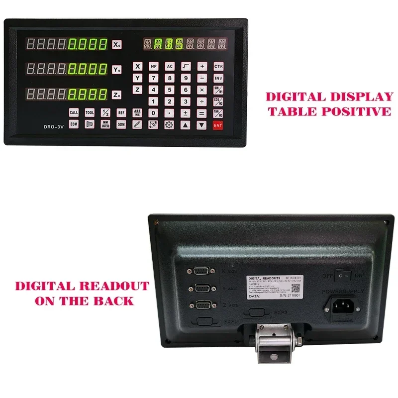 Digital readout Display DRO-3V and 3 Pieces 0-1000mm high-precision Encoder For Milling machine EDM Boring Machine Grating ruler