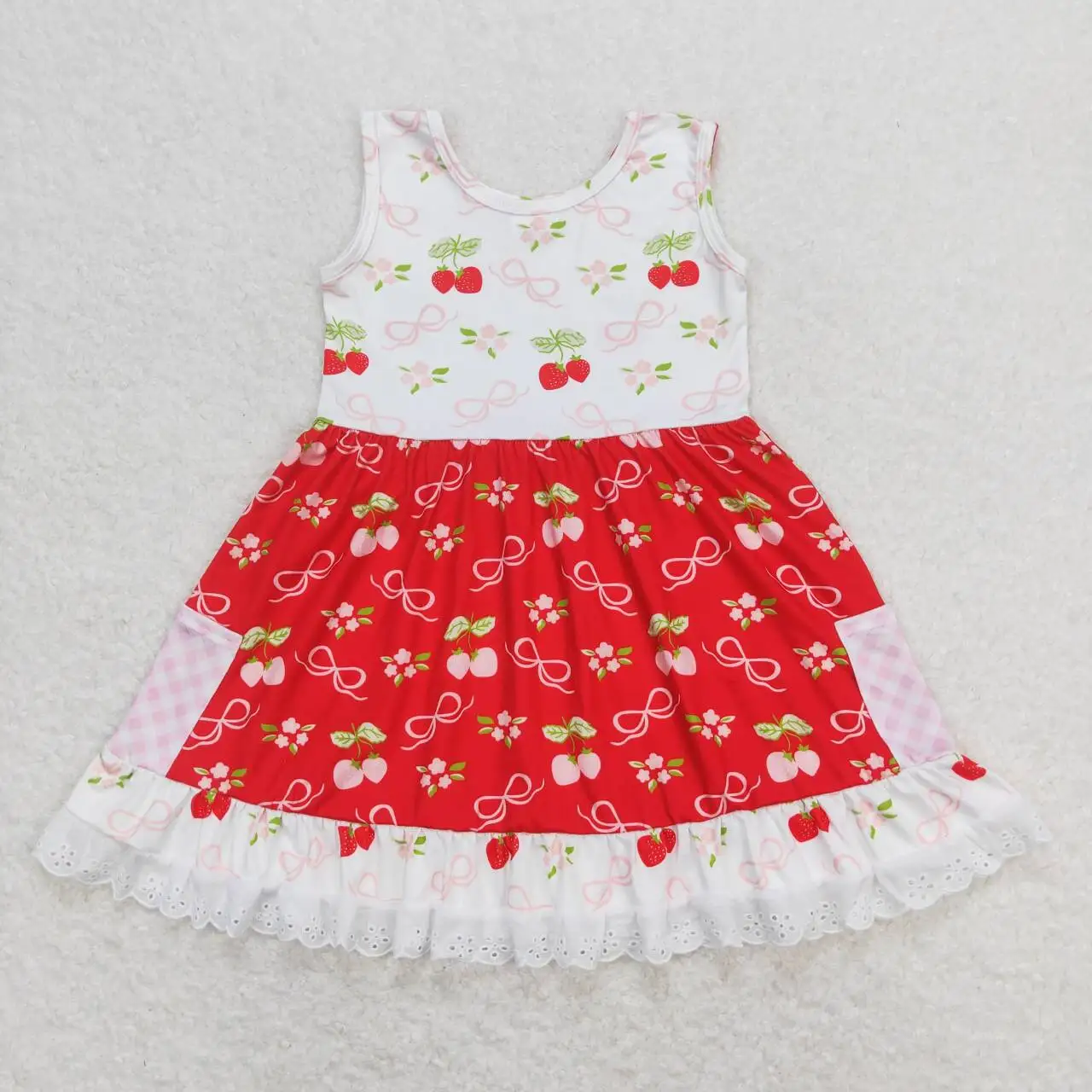 

GSD0889 Boutique Baby Toddler Girls Summer Dress Strawberry Print Sleeveless Kids Boutique Clothes