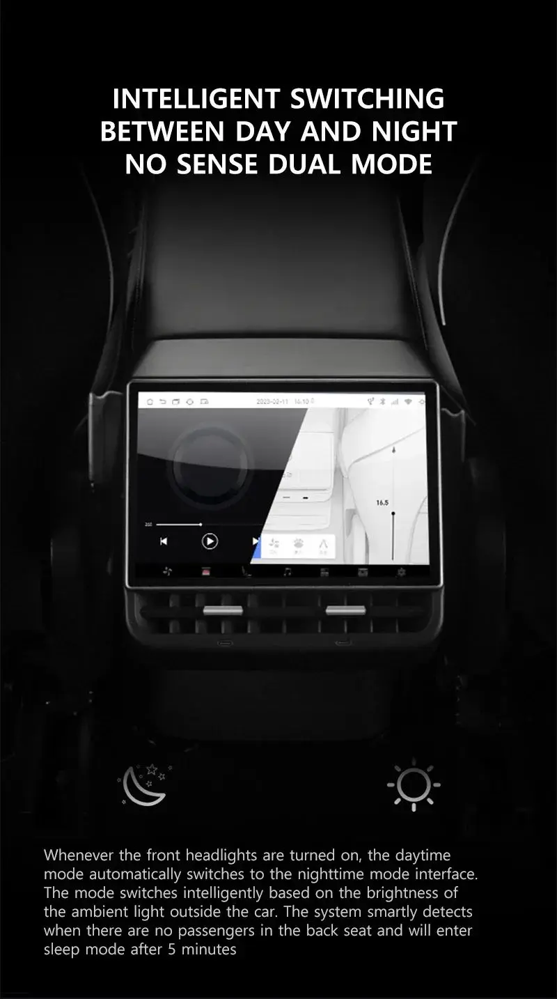 For Tesla All Model Y& Model 3 8.66 Inches Rear Display Android 13 WIFI Entertai