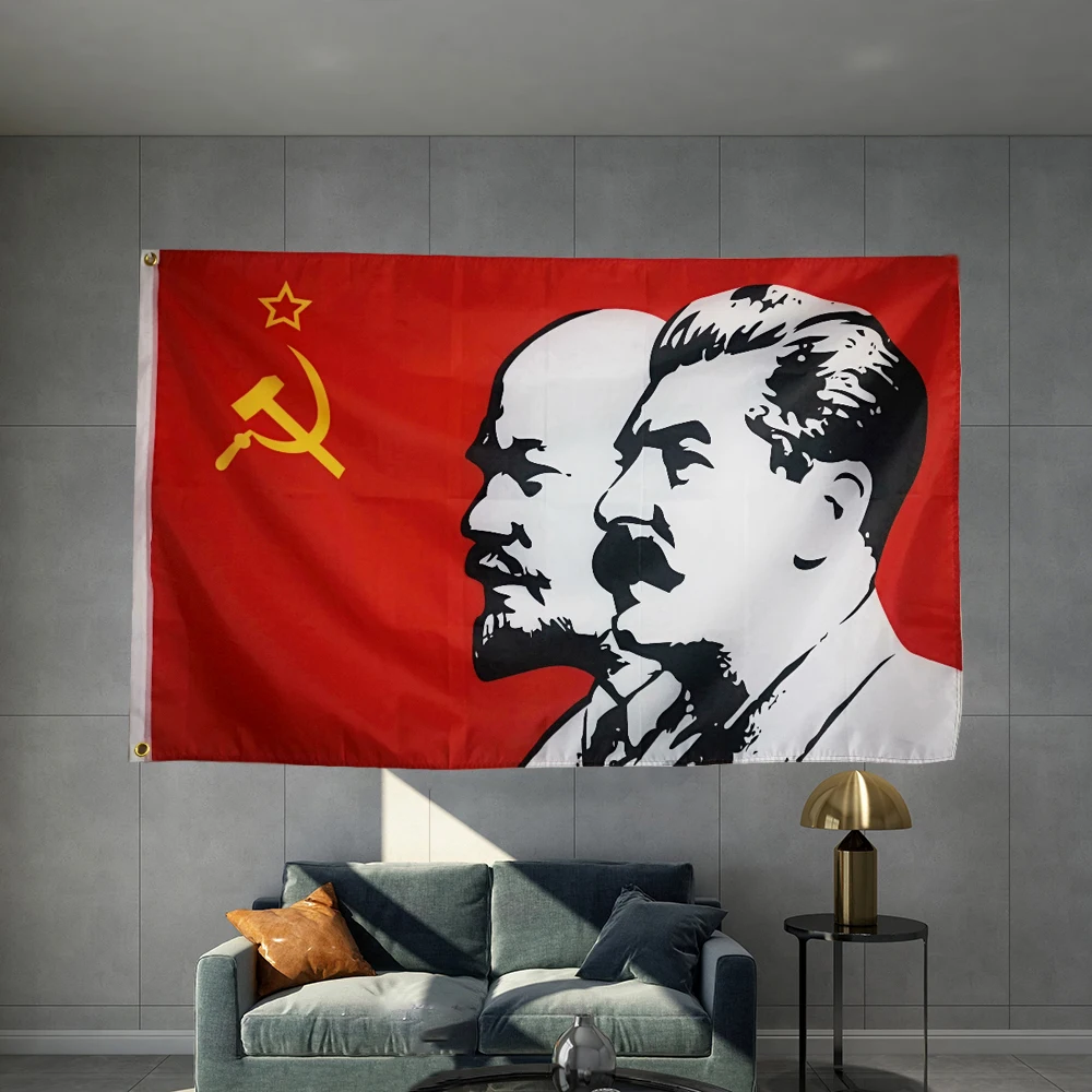 

Lenin Stalin Soviet red army's Flag hot sell goods 3X5FT 150X90CM Banner brass metal holes