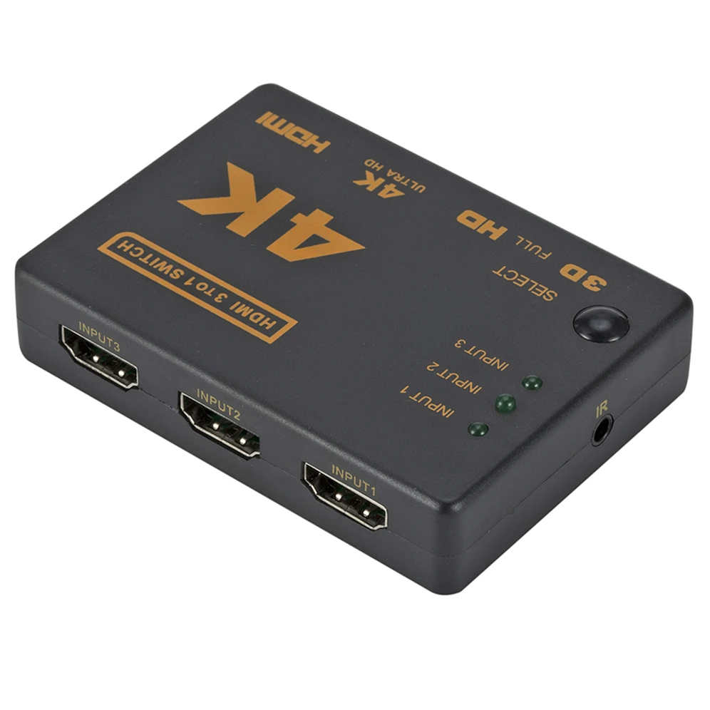3x1 HDMI 호환 스위치 분배기, 3 입력 1 출력 4K HDMI 스위처 어댑터 Xbox DVD HDTV PC 노트북용 3 포트 HDMI 케이블 허브