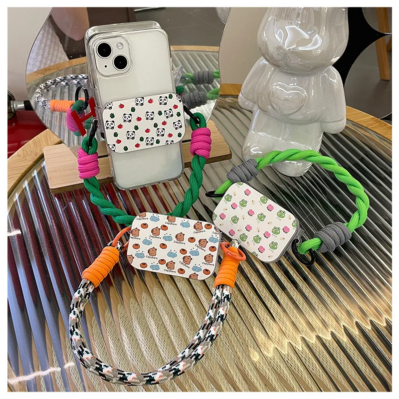 

Cute Capybara Flip Mirror Mobile Phone Lanyard with Back Clip Mobile Phone Case Back Clip Lanyard Adjustable Mobile Phone