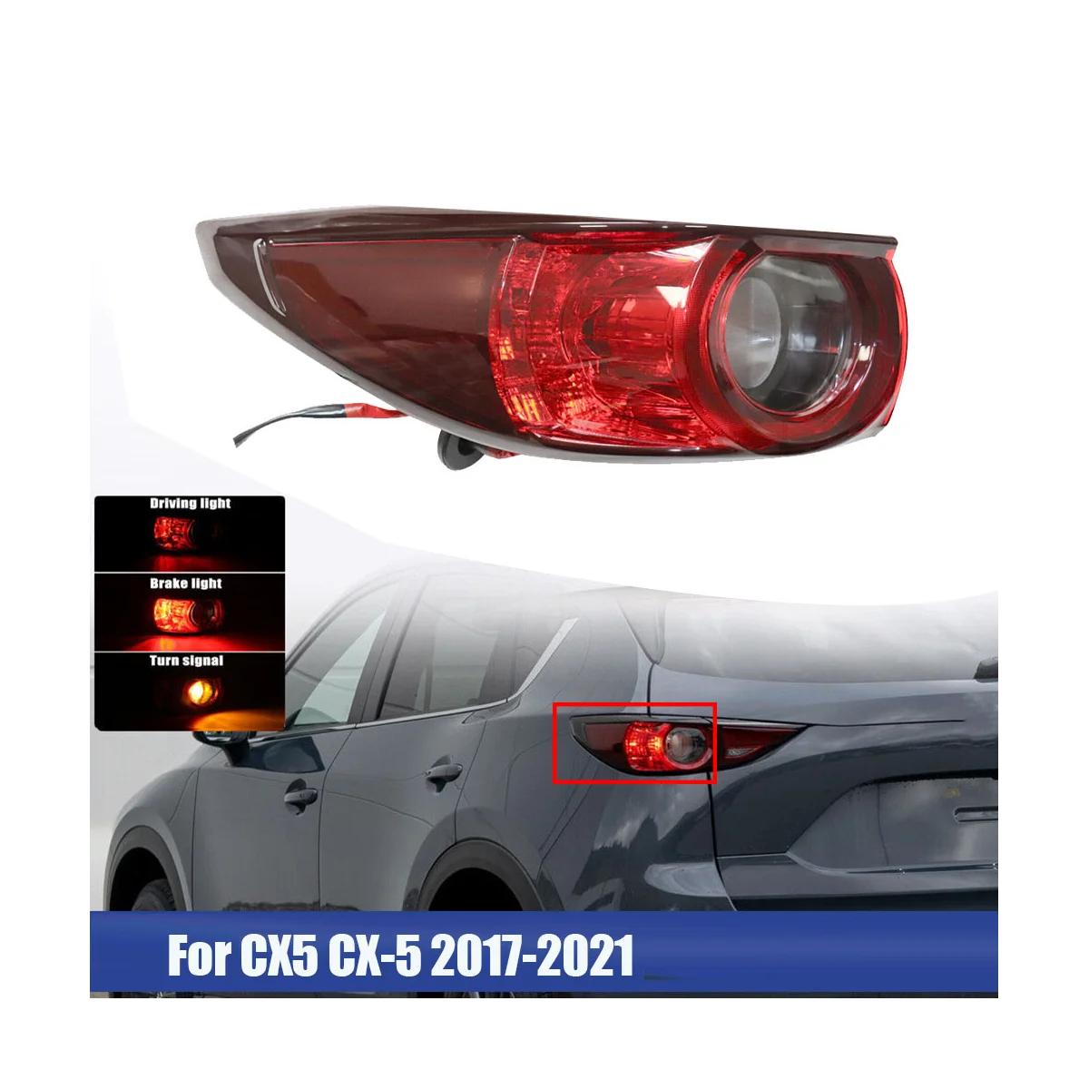 Left Rear Brake ELD Tail Light Assembly for Mazda CX5 CX-5 2017-2021 Driving Light Turn Signal Lamp Brake Stop Taillamp