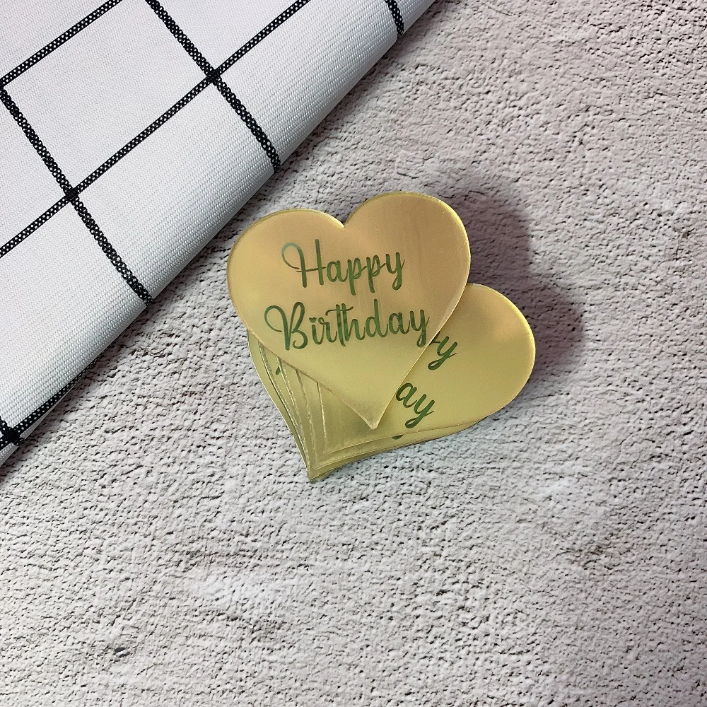 Toppers Cake 10pcs Acrylic Rose Gold Silver Happy Birthday Circle Cupcake Toppers Cake Decoration Birthday Party Dessert party decorations birthday party supplies cake topper cake decorations cake toppers