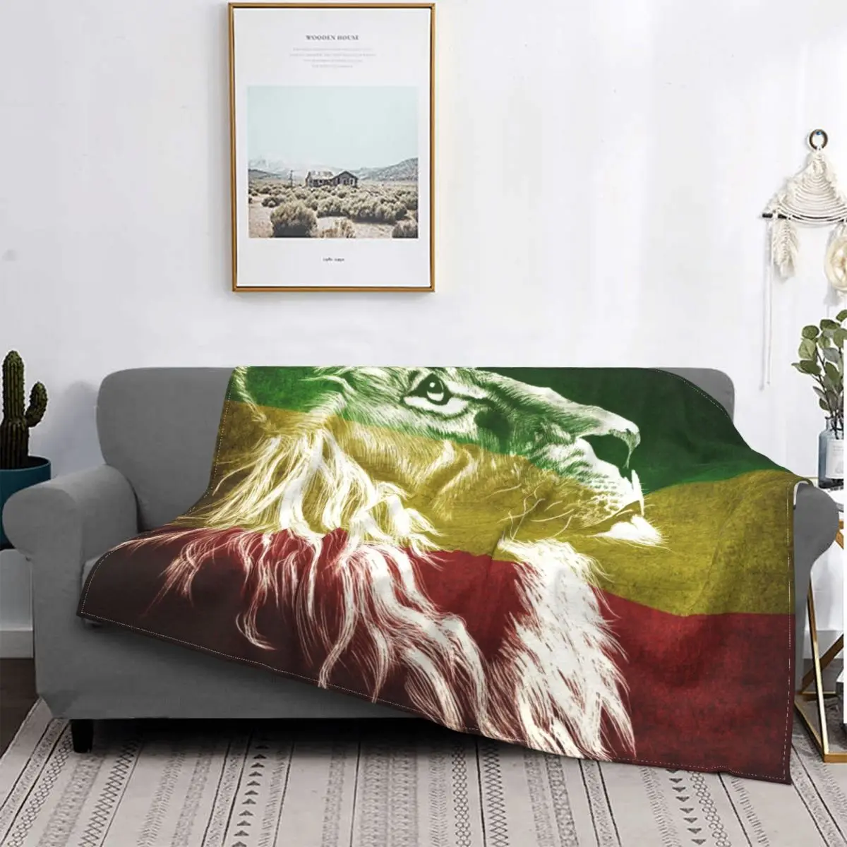 

Sofa Fleece King Of Judah Rastafarian Rasta Lion Throw Blanket Flannel Jamaica Flag Jamaican Proud Blankets for Bedroom Quilt