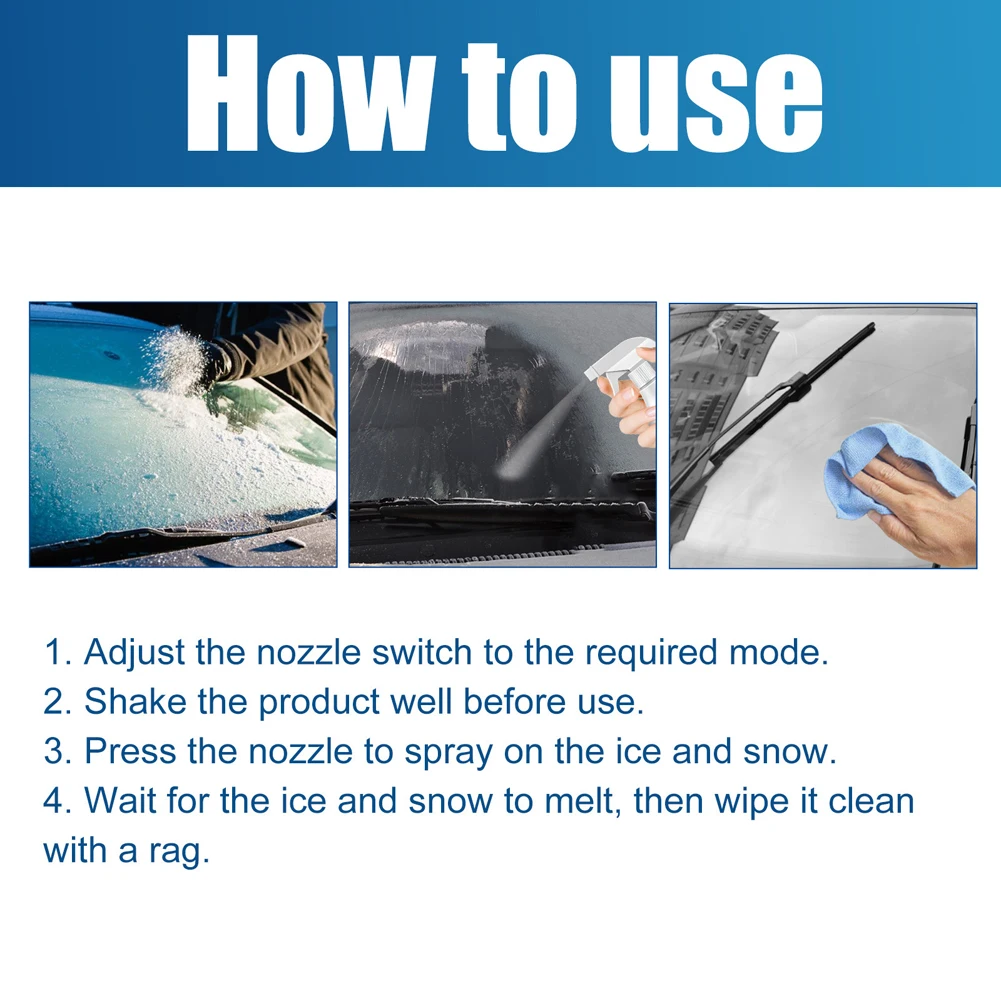 Car Ice Remover Spray Winter Snow Melting Defrosting Agent Window Windshield Glass Freeze Remove Cleaner Auto Cleaning Products