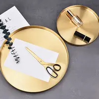 304 Stainless Steel Storage Tray Desktop Cosmetic Jewelry Storage Tray Golden Round Snack Plate Small Items Organizer Home Decor 1
