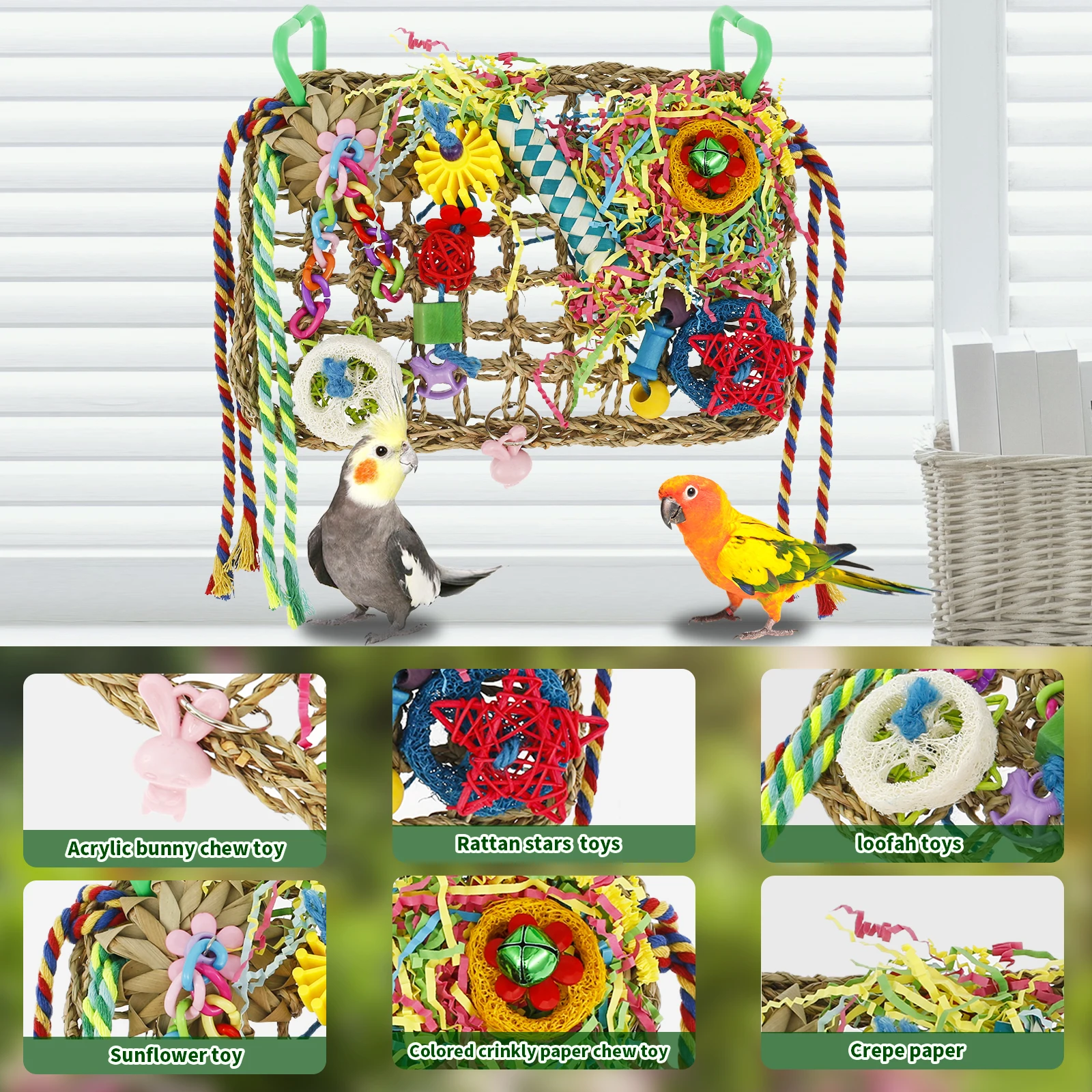 Bird Toys Handmade Bird Foraging Toys Fun Parakeet Toys Portable Parakeet Foraging Toy Parrot Chewing Toy Bird Parrot Toy 1x7.9 3