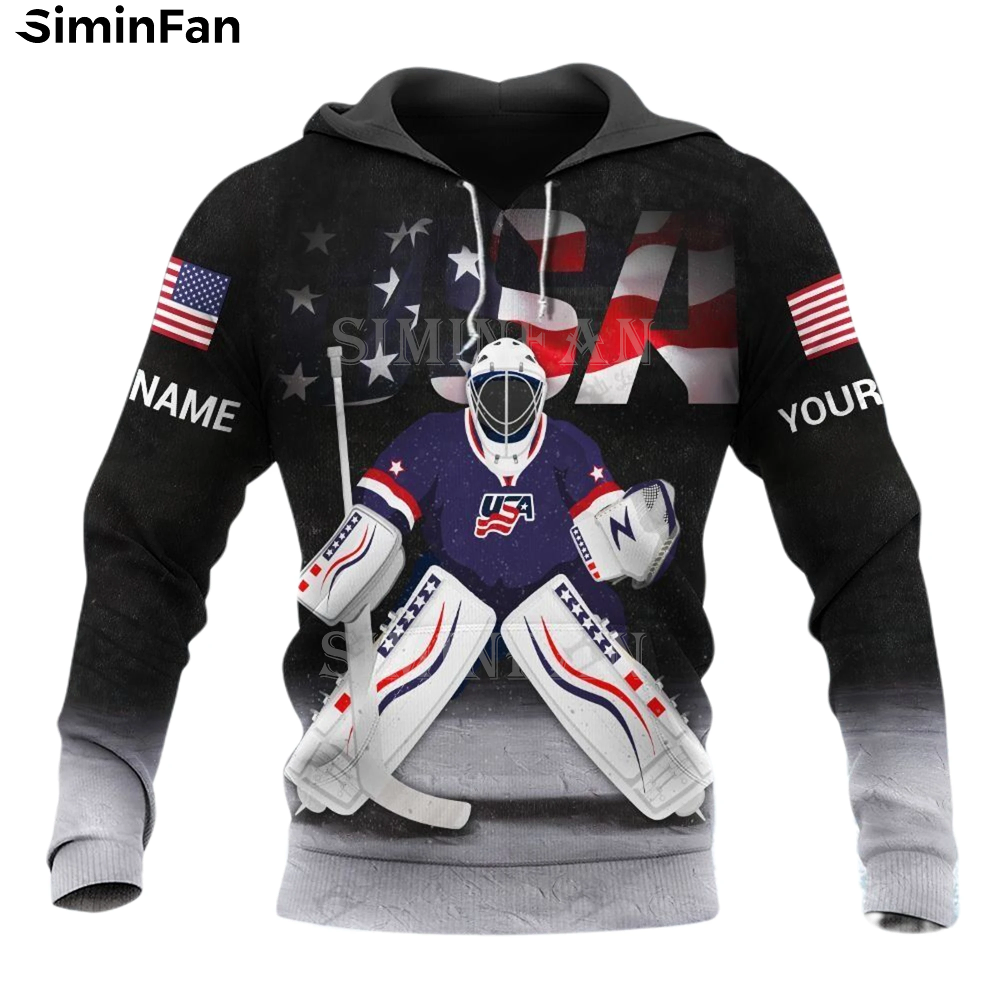 

HOCKEY GOALIE USA 3D Printed Mens Hoodies Zipper Jacket Male Casual Sweatshirt Hooded Pullover Unisex Outwear Women Coat A6-1