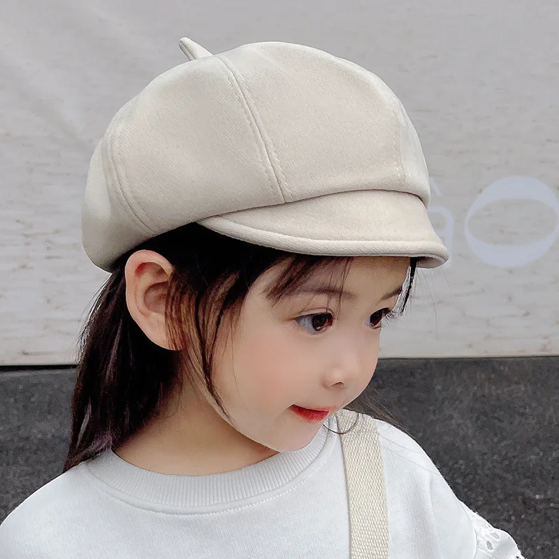 Autumn Winter Kids Newsboy Cap Boys Girls Octagonal Hat Vintage Soft Casual Berets Cap Visor Flat Hat Children Four Seasons Caps