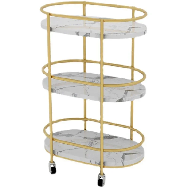 Nordic Iron Marble Pattern Salon Trolleys Beauty Salon Tool Carts With Wheels Nail Professional Storage Shelf Home Snack Cart