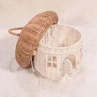 Rattan Mushroom Basket Cute Cartoon Handwoven Nut Wicker Basket Outdoor Picnic Women Tote Straw Bag Rattan Children Decoration 2