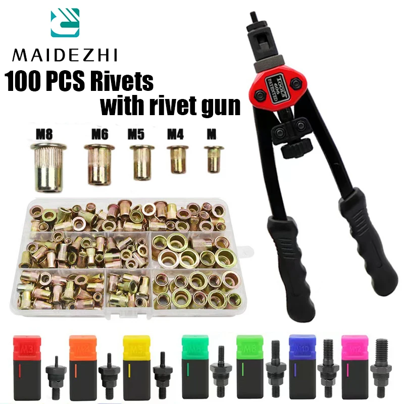 Jeu De Mandrins De Rechange Pour Riveteuse Manuelle - Compatible M3 à M10 - En Acier - Pour Remplacer Les Pièces Usées