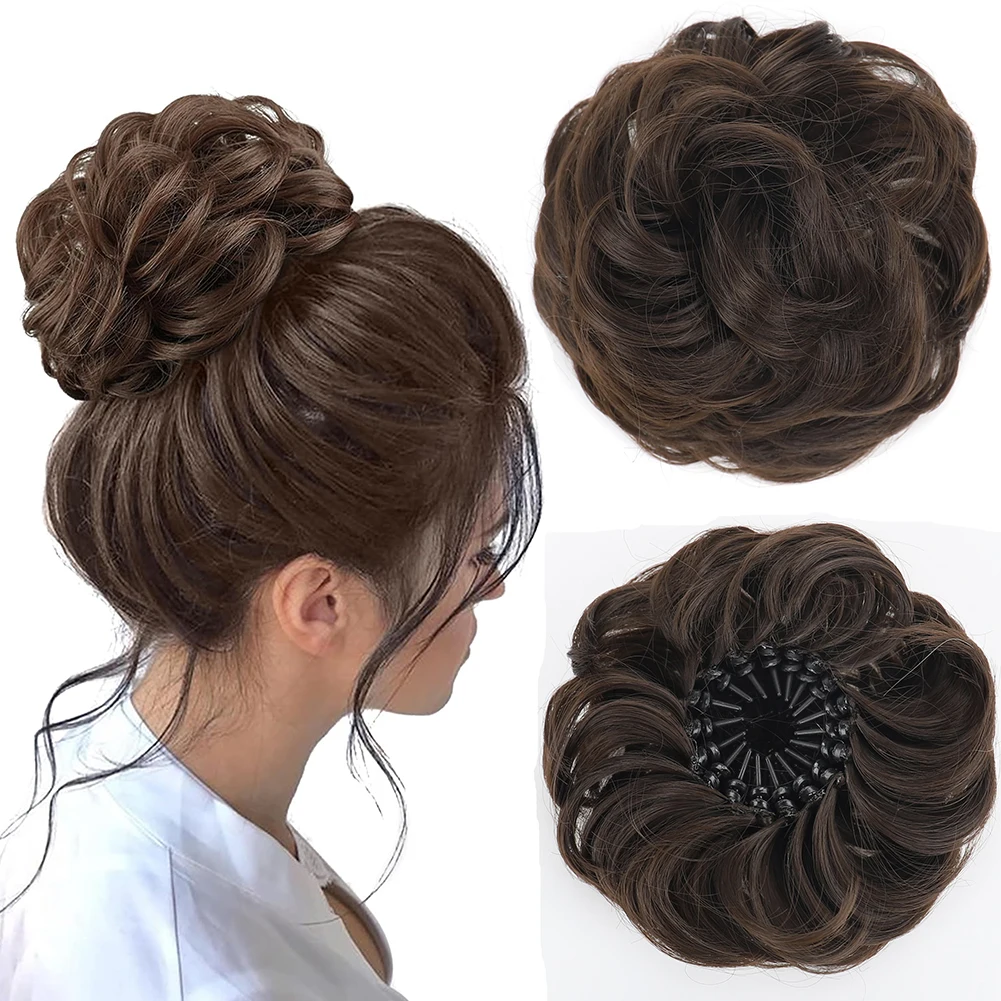 جديد فوضوي كعكة شعر الاصطناعية رقيق العقدة عش الطي...