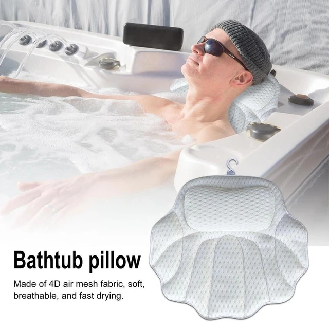 Bath Pillow, Relaxing Bath Pillows for Tub Neck and Back Support Soft 4D