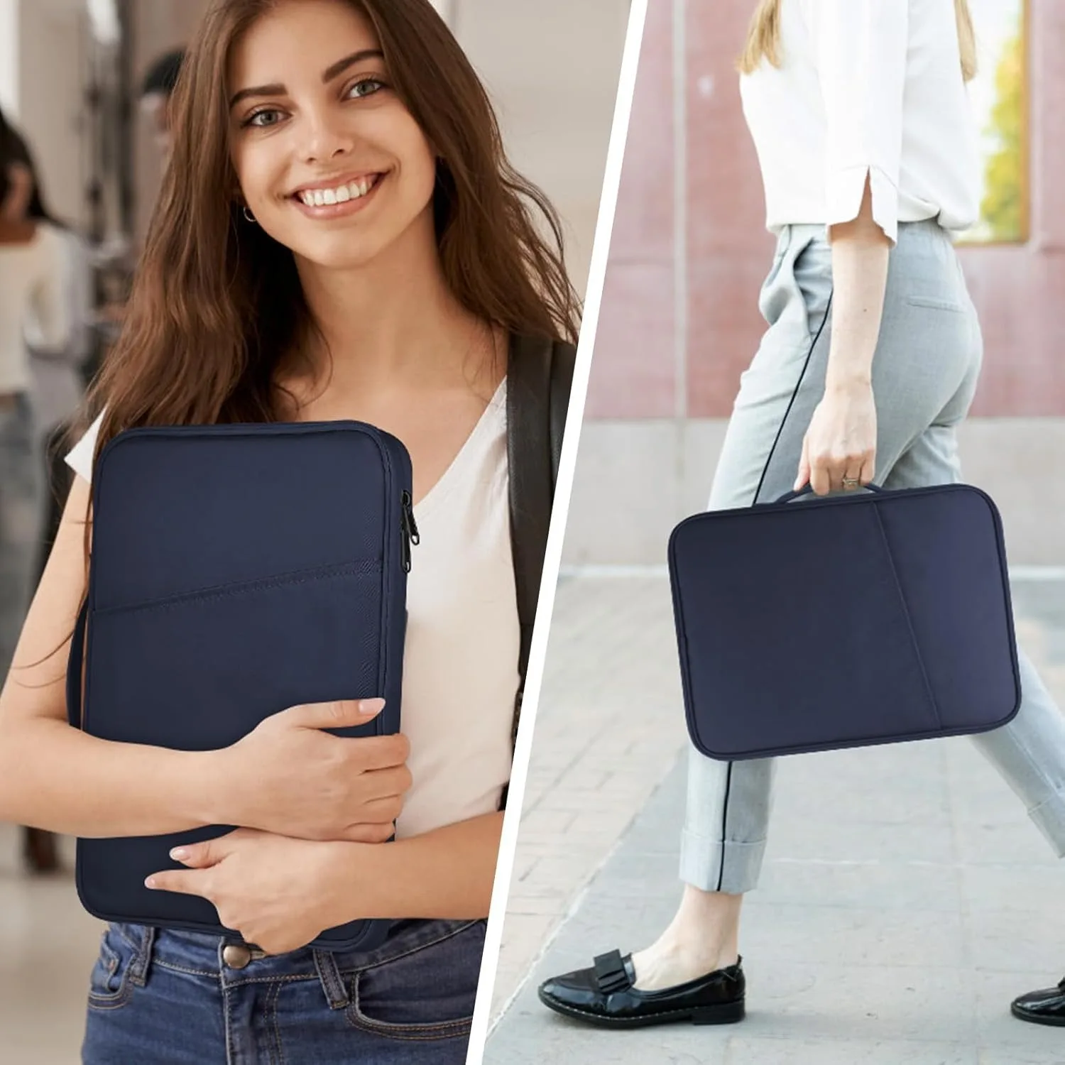 Shockproof Portable Tablet Storage Sleeve with Dual-Way Zippers