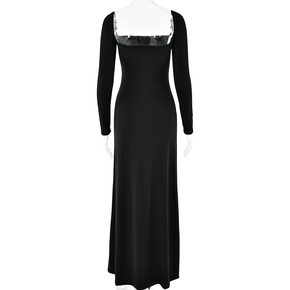 Elegant Long Sleeve Bodycon Party Evening Dress Female Sexy Split Tight Women Vestido Autumn/Winter New Clothing