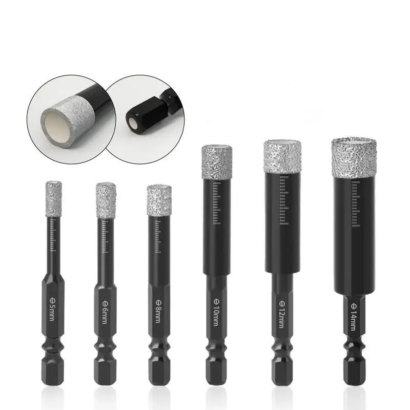 

6-16mm Hex Handle Vacuum Brazed Diamond Dry Drill Bits Hole Saw Cutter Set for Granite Marble Ceramic Tile Glass Stone Tools