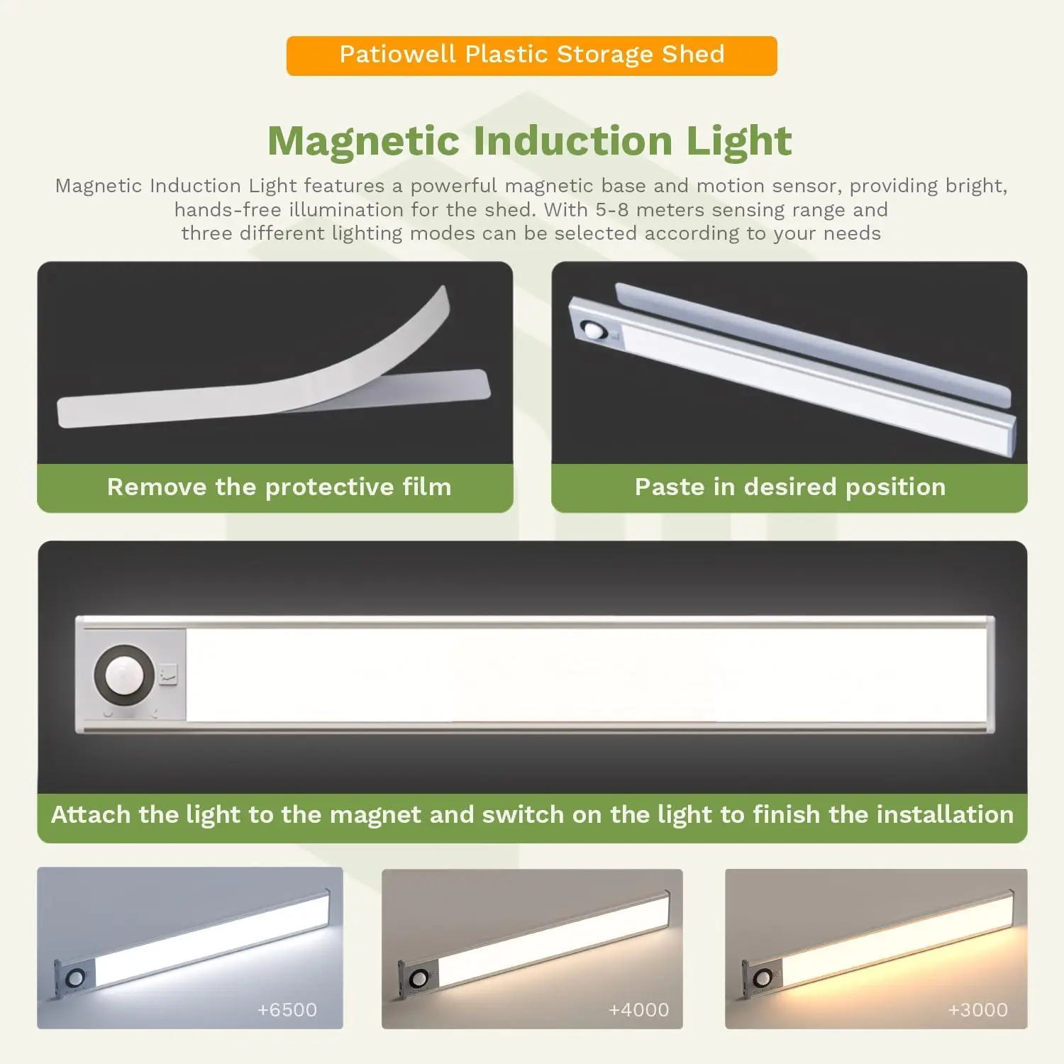 8 x 10 FT Resin Outdoor Storage Shed with Floor and Light, Large Plastic Barn with Lockable Door for Garden Tools, Backyard