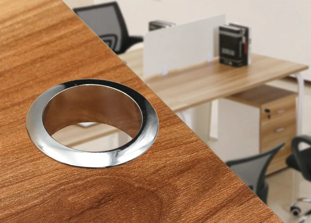 HJ Garden 2-Pack 2 Inch Desk Cable Grommets - Black Plastic Cord Organizer Hole Cover