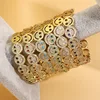 Cuff Bangle Copper Metal Bracelet for Women Diamond Band Zircon Inlay Bracelets for Ladies Vintage Girls Jewelry 6