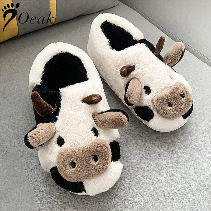Cute Animal Slipper For Women Girls Fashion Kawaii Fluffy Winter Warm  Slippers Woman Cartoon Milk Cow House Slippers Funny Shoes| | - AliExpress