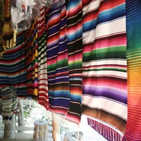 American Mexican Rainbow Striped Blanket, Cotton Party Table Runner, Sofa Cobertor, Hanging Tapestry, Bed, Plane, Tassel, Travel 1