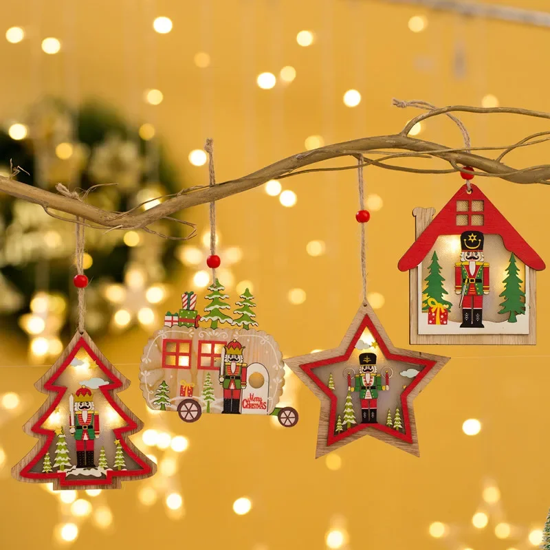 

Christmas decorations Illuminated colored walnut soldiers wooden ornaments
