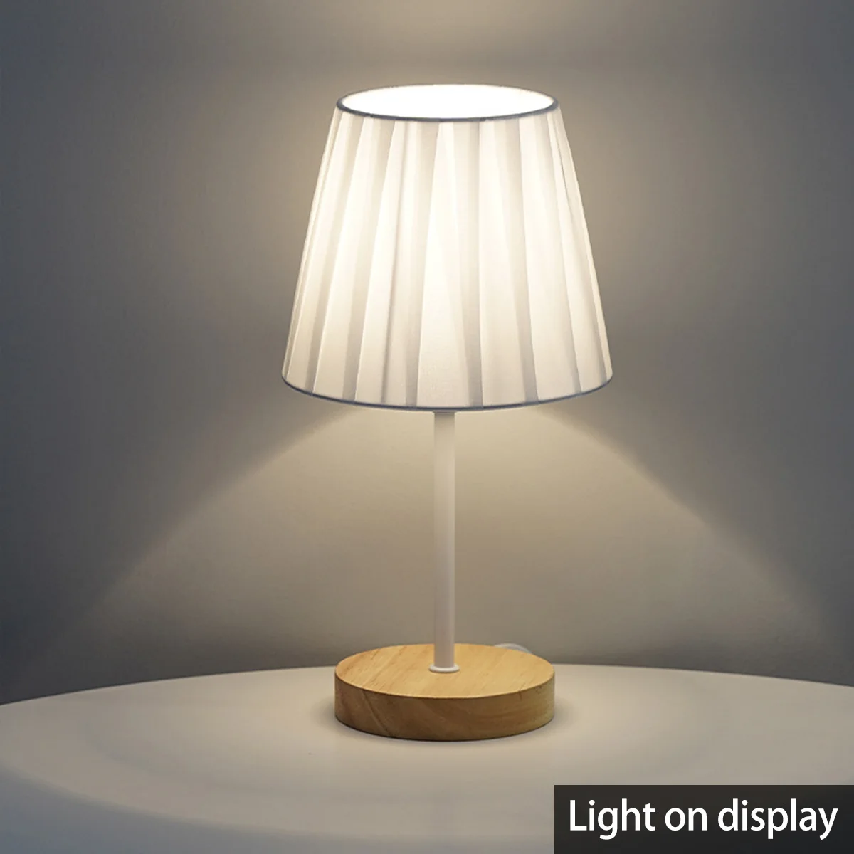 

Modern Table Lamp 2500-3000K Warm Light Bedside Lamp with Wood Base USB Powered Nightstand Lamp Fabric Lampshade Desk Light 2023