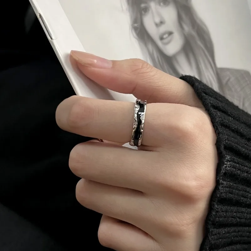 Retro Drop Glaze Irregular Rings Adjustable Couple Rings For Man Woman Punk Gothic Y2K Jewelry Gift