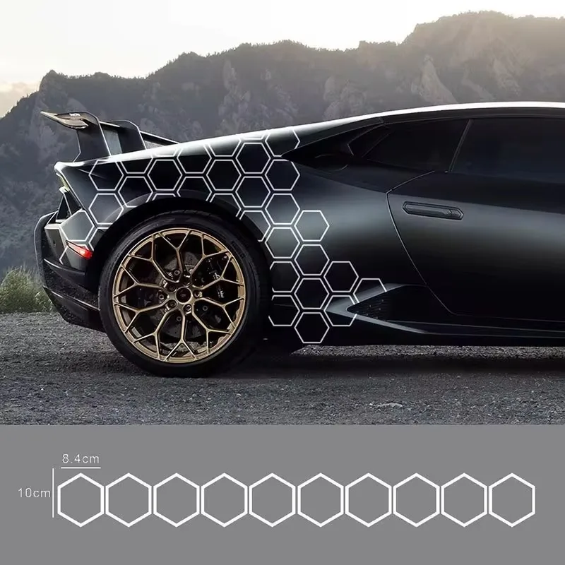 Universal Car Body Vinyl Stickers with Honeycomb Graphics