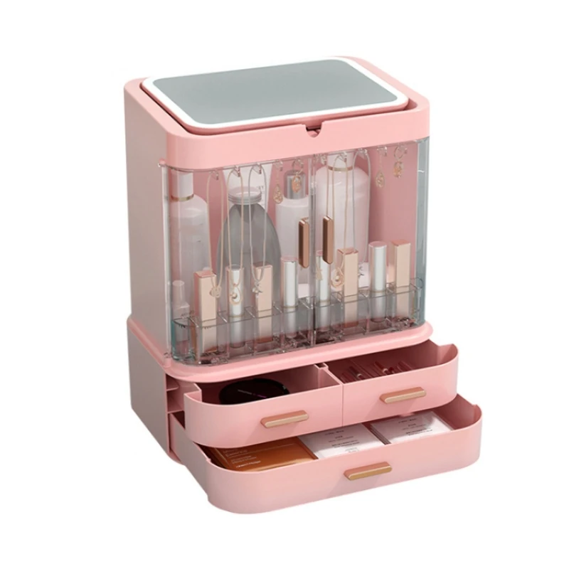 

Large-capacity design Makeup Organizer Drawer Type Cosmetic Storage Box Dust-Proof beauty Makeup Storage with led light Box