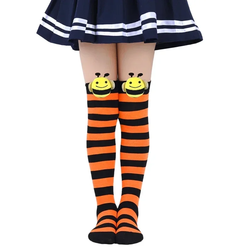 Halloween Knee High Socks Cosplay Striped Stockings for Halloween Girls Bee Costume 7-12Years children socks