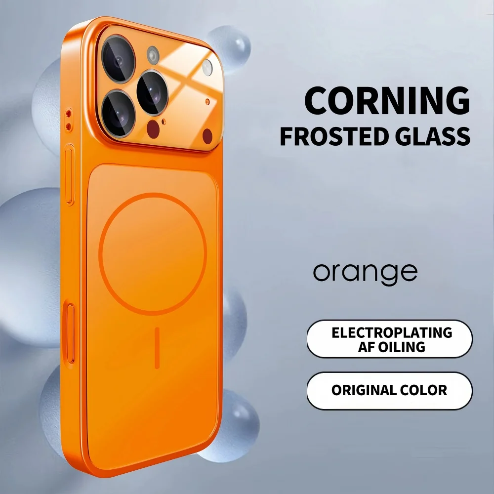 Cosmic Orange MagSafe Magnetic Glass Shockproof Hard Cover with Lens Protection