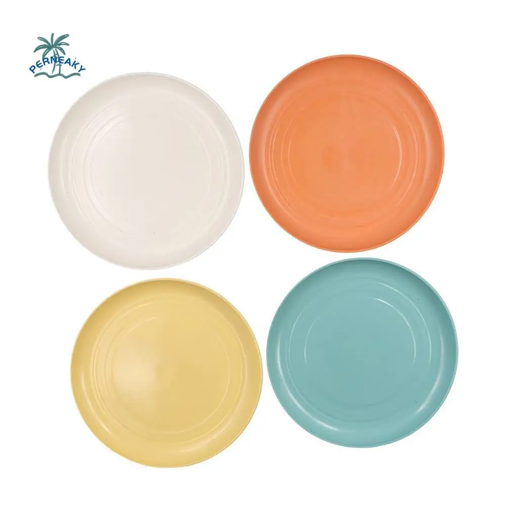 Dinnerware Plastic Wheat Straw Plates Lightweight Round Dinner Plates Unbreakable Microwave Safe Tableware Fruit