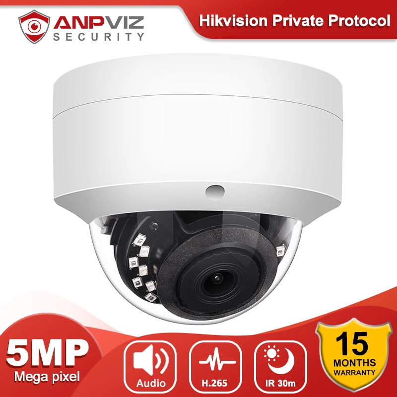 Anpviz 5MP PoE IP Camera Outdoor Security IR 30m Night Vision Audio CCTV Video Surveillance Camera  H.265