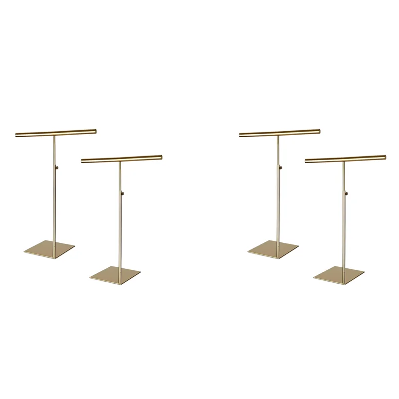 עמדת תצוגה לתכשיטים AFOURT-Necklace Holder בצבע זהב מבריק עם 4 יחידות גובה מתכוונן לשרשראות, צמידים וטבעות