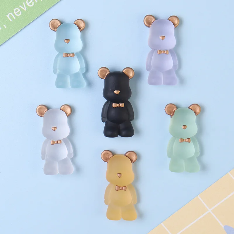 Resin Lovely Little bear Flatback Cabochon Scrapbook Kawaii DIY Embellishments Accessories 6Pcs  L35 3