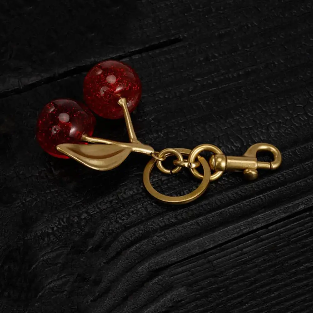 Backpack Keychain Charm Cherry Charm Pendant Cherry Pendant Shoulder Bag Decoration Fruit Leaf Shape Keychain Exquisite Keyring