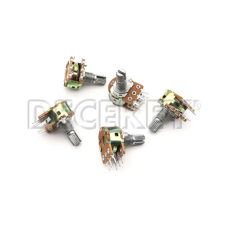 Potentiometer Kit Linear Potentiometer 10PCS WH148 6Pin 15mm Shaft Nuts Washers B1K-B1M