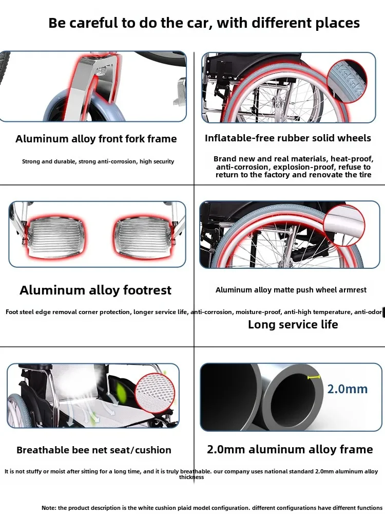 Sedia a rotelle Sedia a rotelle pieghevole leggera Piccola scooter portatile per disabili speciali per anziani - immagine 4