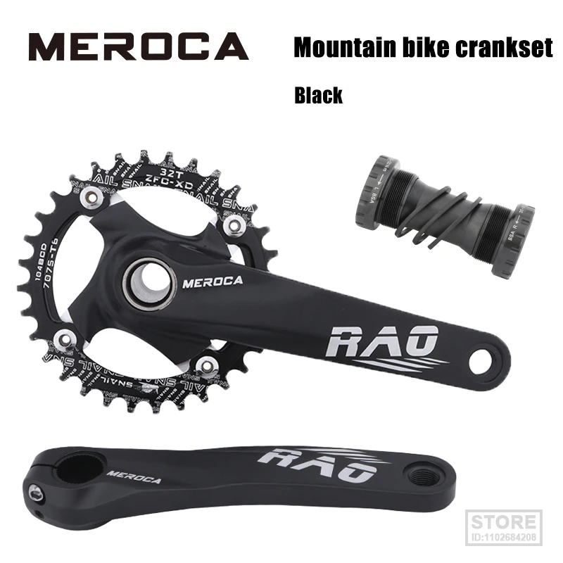 

MEROCA RAO Crankset Mtb Hollowtech Crank Arms For Bicycle Integrated Candle Pe 2 Crowns Mountain Bike 104 Bcd Connecting Rods